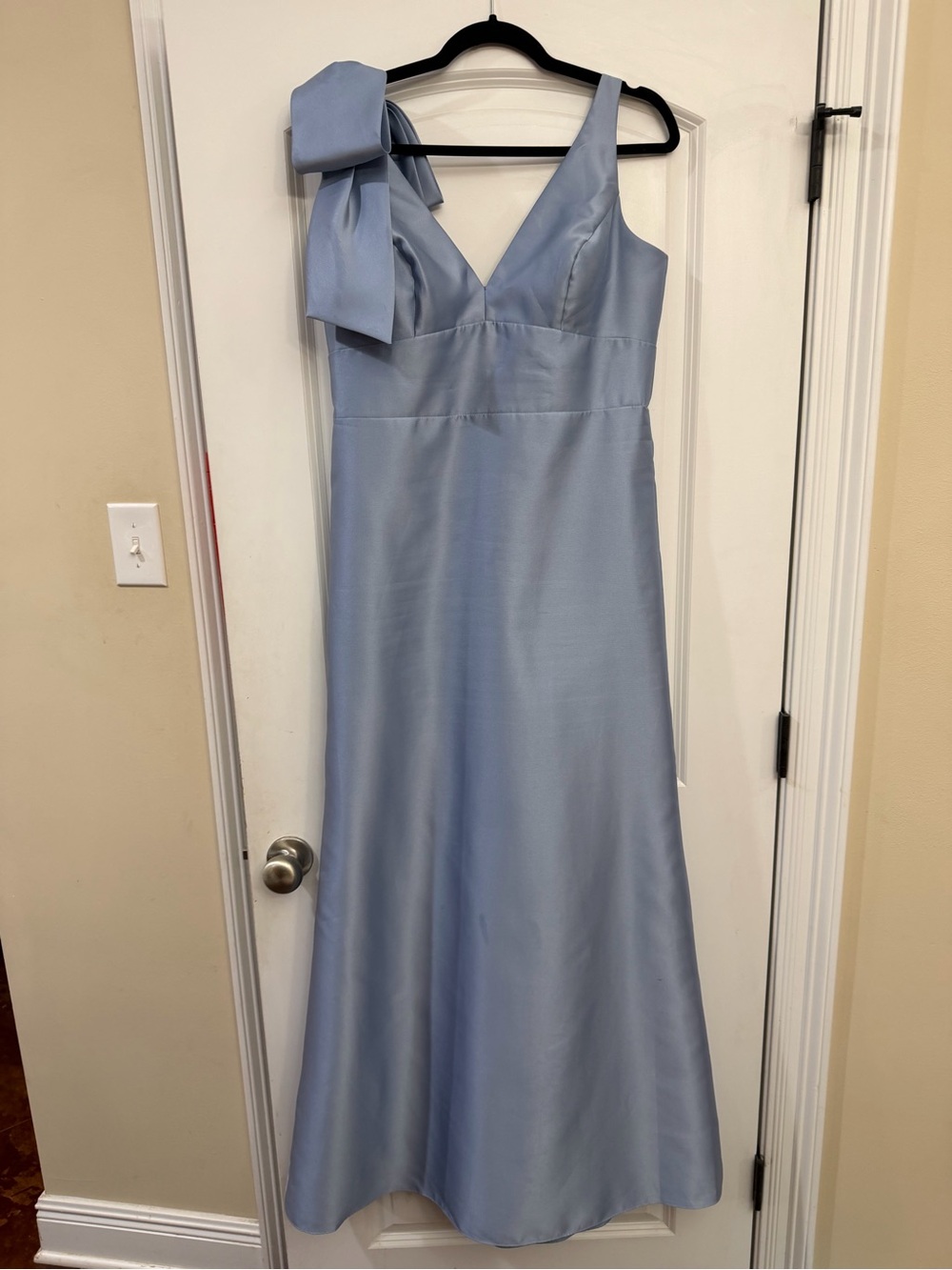 ALFRED SUNG Light Blue One-Shoulder Gown with Bow